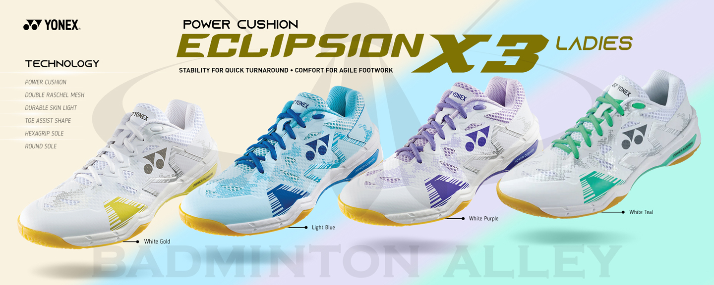 Badminton Alley - Yonex Eclipsion X3 White Purple (SHBELX3) Badminton Shoes