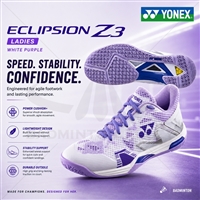 Yonex Eclipsion Z3 Women White Purple Badminton Shoes Yonex Eclipsion Z3 Women White Purple Badminton Shoes