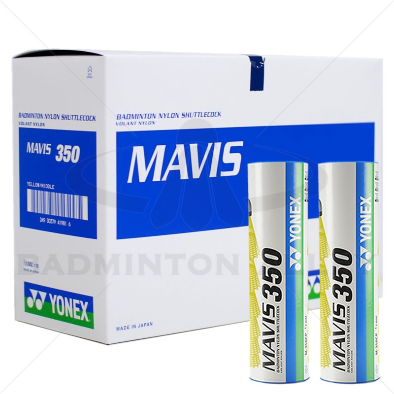 Yonex Mavis 350 White Yellow Medium Speed 10 Tubes Box